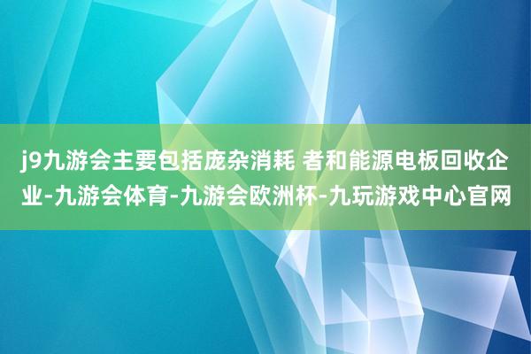 j9九游会主要包括庞杂消耗 者和能源电板回收企业-九游会体育-九游会欧洲杯-九玩游戏中心官网