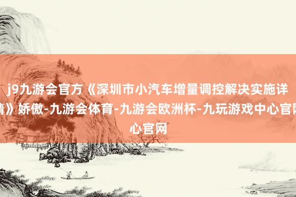 j9九游会官方《深圳市小汽车增量调控解决实施详情》娇傲-九游会体育-九游会欧洲杯-九玩游戏中心官网